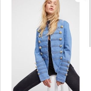 NWT Free People  Fitted Military Denim Jacket